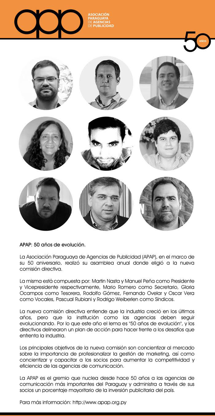Nueva Comisión Directiva de la APAP, Periodo 2016 - 2017